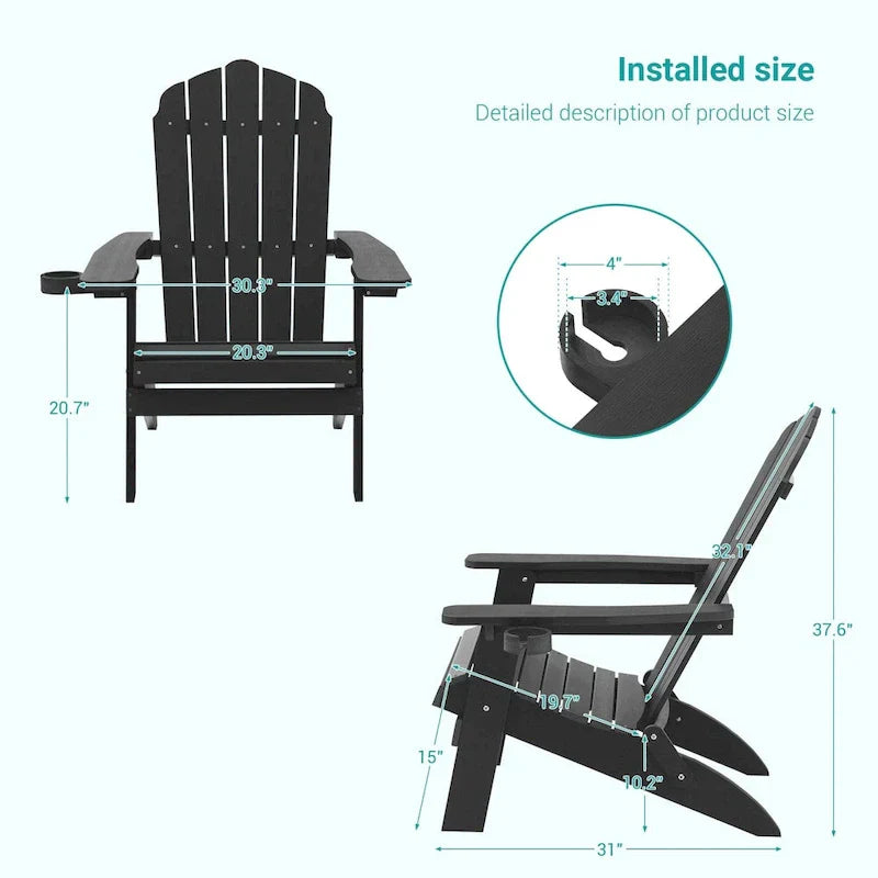 Bonosuki Set di 2 sedie Adirondack pieghevoli per patio e braciere
