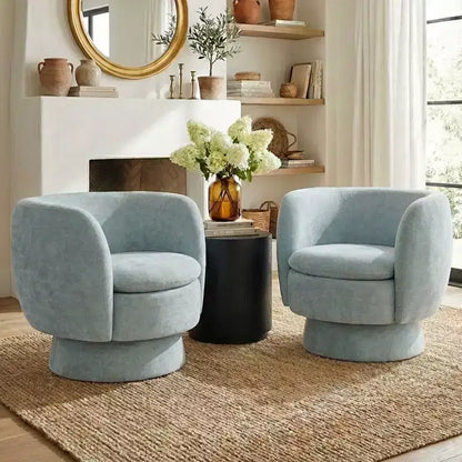 Lot de 2 fauteuils pivotants modernes avec revêtement en tissu, fauteuil lounge pivotant à 360° pour salon, chambre à coucher - Panipeachy