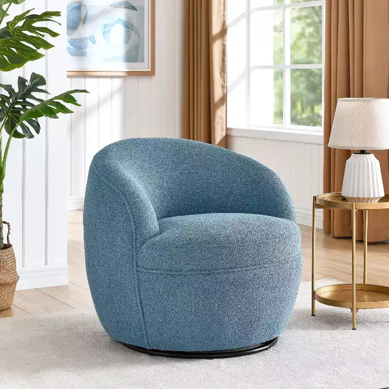 Fauteuil baril pivotant Roundhill Furniture Galleria 360 en similicuir sherpa