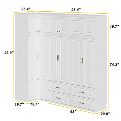 93.9H/74.2H Armoires Penderie Placard Rangement avec Tiroirs