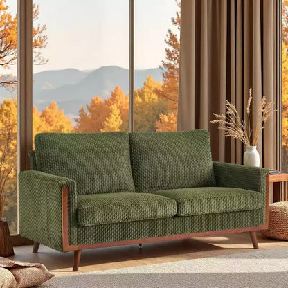 VINGLI Canapé 2 places confortable de 172 cm de large, style Mid-Century, avec support à ressorts et cadre en bois massif, petit canapé en velours côtelé