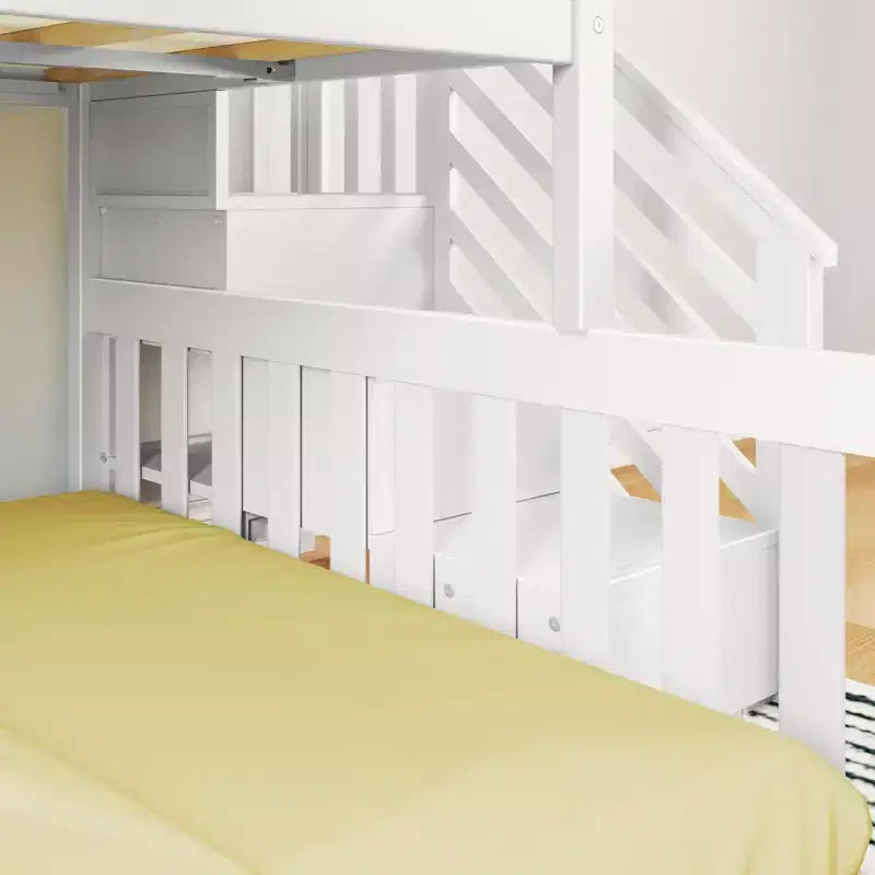 Max & Lily Letto a Castello Basso in Legno, da Una Piazza e Mezza a Due Piazze, per Bambini, con Scala