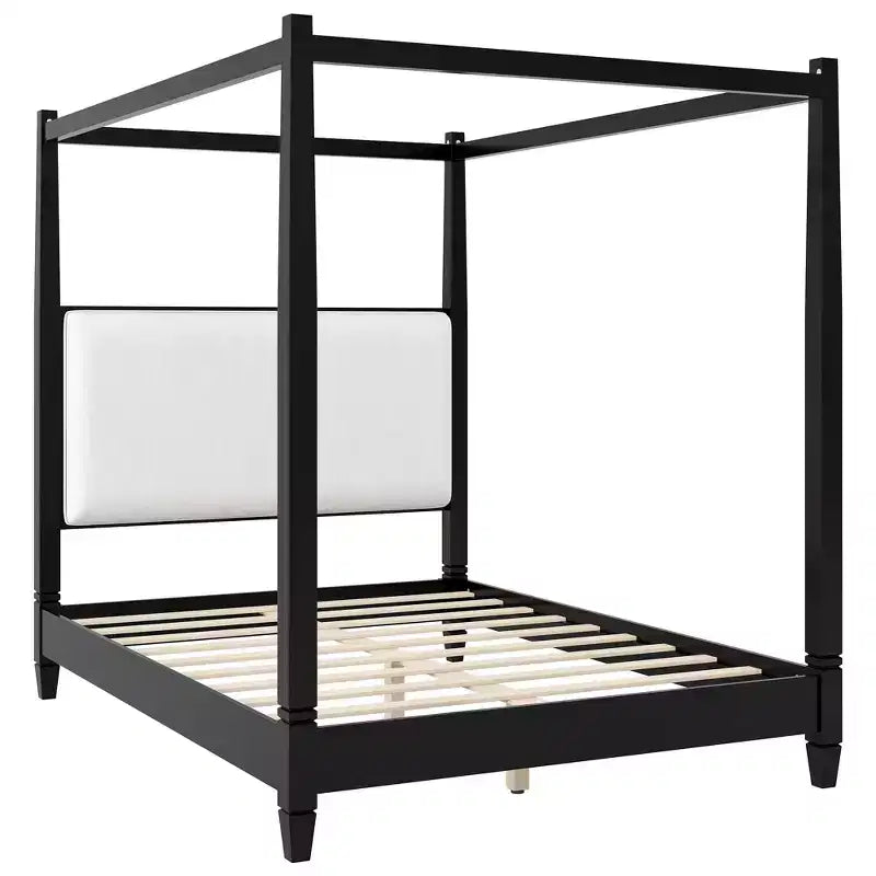 Letto a baldacchino con testiera imbottita