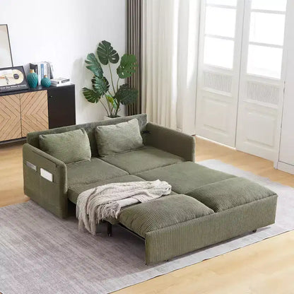Divano Letto Convertibile in Velluto a Coste 3-in-1 con Letto Estraibile 64.5