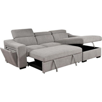 Divano componibile Roomfitters 103 con chaise longue contenitore, poggiatesta regolabili, divano angolare a L trasformabile in letto
