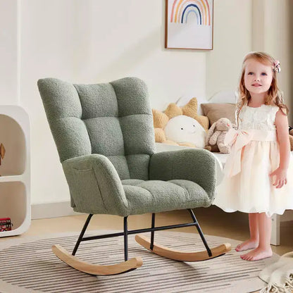 Fauteuil à bascule pour chambre d'enfant, Fauteuil à bascule pour salon pour l'allaitement, Fauteuils d'appoint confortables pour chambre à coucher, Fauteuils rembourrés en peluche Teddy pour l'intérieur