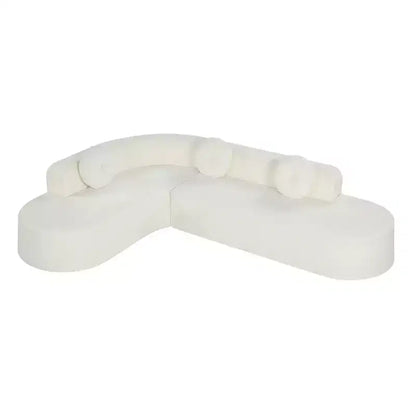 Divano componibile Whisen 122'' Extra Large, Elegante Divano Imbottito in Tessuto con Tre Cuscini Rotondi, Schiuma ad Alta Resilienza