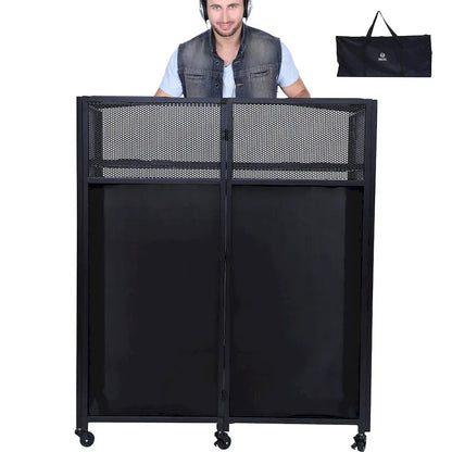 Set Tavolo per DJ Portatile con Tessuti di Copertura Illuminati Integrati, Robusta Custodia per il Trasporto e Dimensioni Compatte di 101x51 cm
