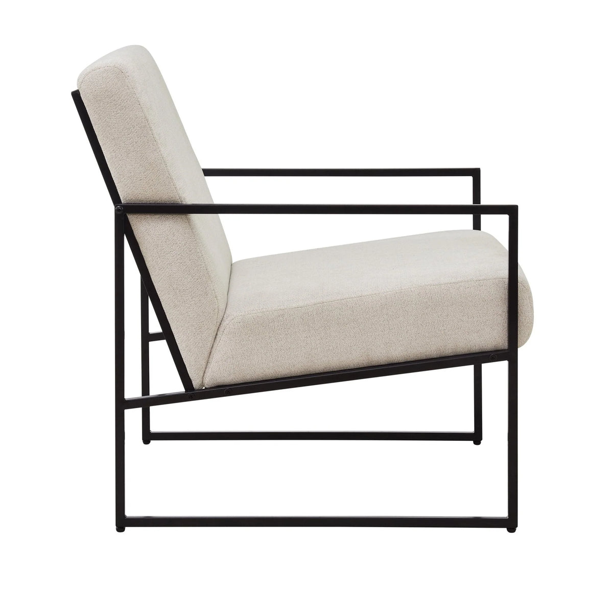 Poltrona moderna in tessuto beige chiaro con design salvaspazio per soggiorno