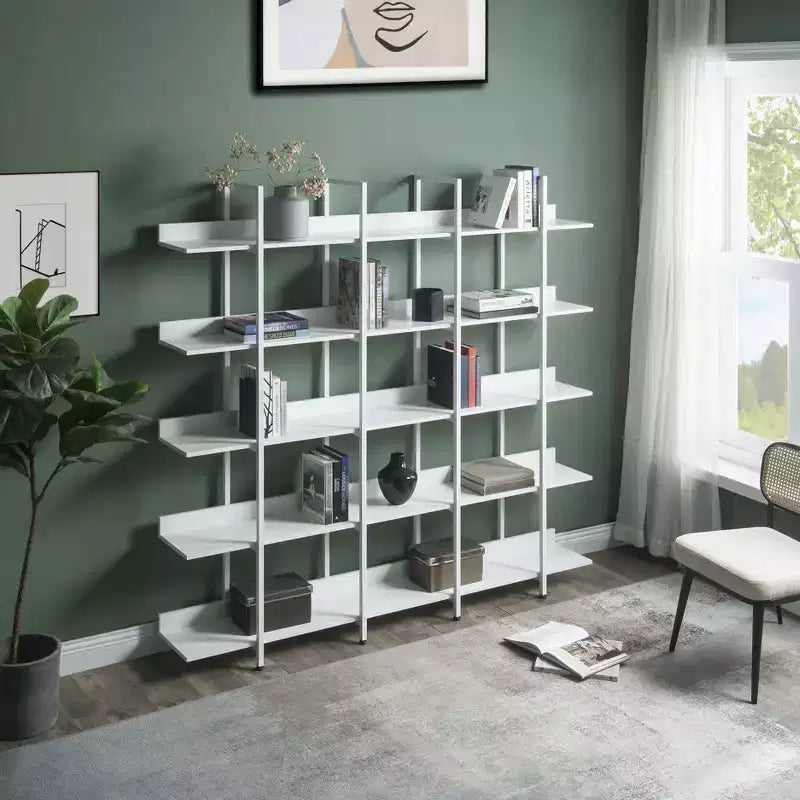 Étagère de style industriel vintage Whisen avec cadre en métal et panneau MDF, bibliothèque ouverte pour le bureau à domicile