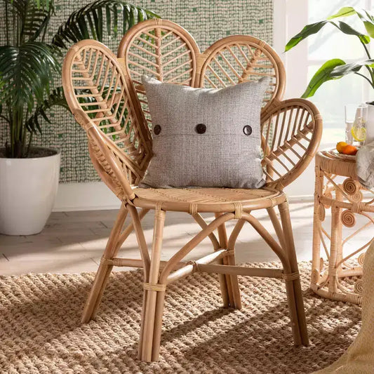 Poltrona Eliava Natural Rattan Flower Marrone Naturale: Vimini per Interni, Nessun Montaggio Richiesto