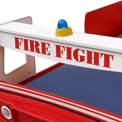 GDFStudio Juna Letto Singolo a Forma di Camion dei Pompieri con Luci LED
