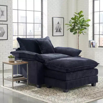 Poltrona a sacco oversize in ciniglia EHMKNP con pouf
