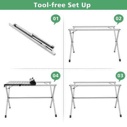 Tavolo da campeggio portatile in alluminio Costway per 4-6 persone, leggero, pieghevole, grigio/marrone
