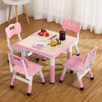 Set Tavolo e Sedie per Bambini, Scrivania Regolabile in Altezza per età 2-10 anni, Tavolo per Arte e Artigianato, Gambe Antiscivolo, per Aule Asili Nido