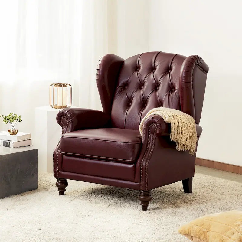Fauteuil en cuir classique Alex avec clous décoratifs par HULALA HOME