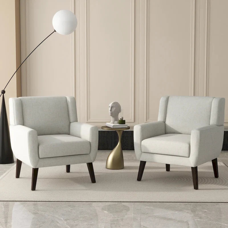 Fauteuil d'appoint en lin, à oreilles, lot de 2