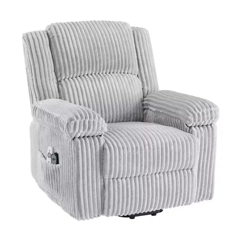 Poltrona reclinabile in velluto a coste, Divano reclinabile manuale con maniglia, Braccioli imbottiti, Imbottitura spessa, Tasca laterale, Soggiorno, Camera da letto, Home Theater, Grigio scuro