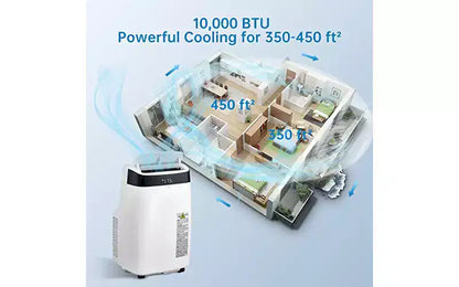 Condizionatore Portatile GustoWave da 10.000 BTU - 3-in-1 con Telecomando, Deumidificatore e Ventilatore, Rinfresca Fino a 42 m², Silenzioso, Timer 24H