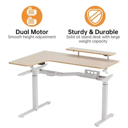 Scrivania angolare EUREKA ERGONOMIC 60x23 regolabile in altezza con set di accessori
