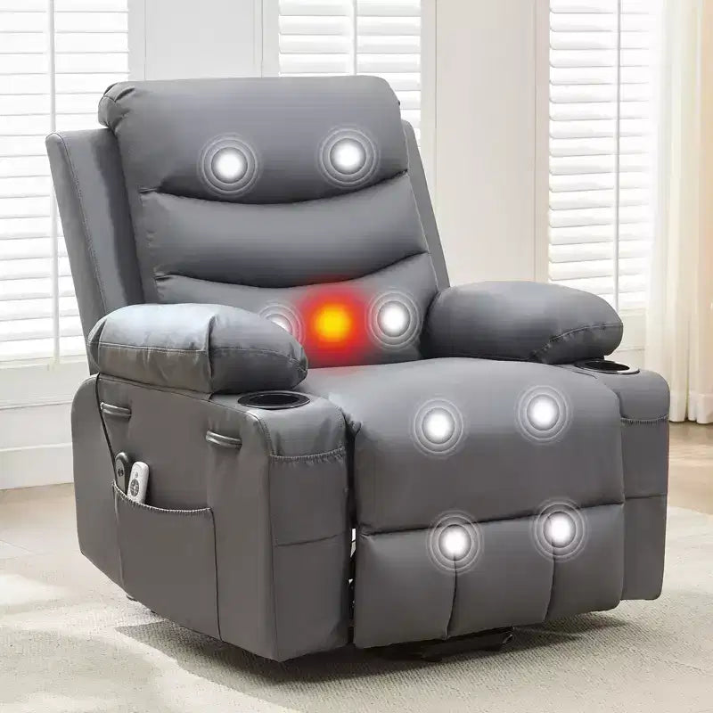 Fauteuil inclinable électrique releveur, fauteuils inclinables électriques pour personnes âgées avec fonction chauffante et massante, aide à la levée, porte-gobelets, poche latérale, pour salon