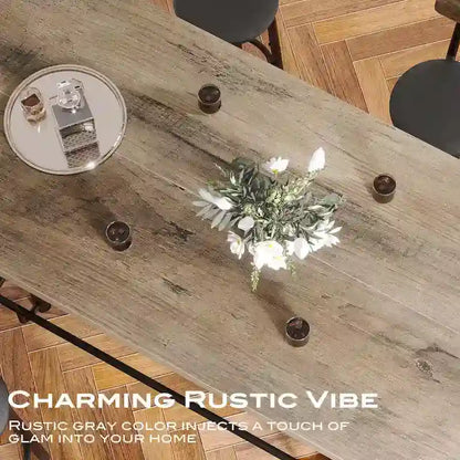 Tavolo da pub alto da 6 posti con poggiapiedi, tavolo da bar alto con piano in legno spesso e struttura in metallo per casa/cucina