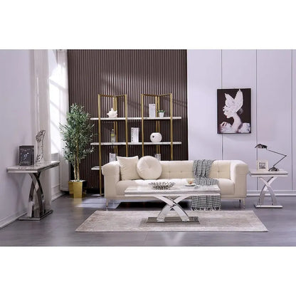 Tavolino da Caffè Moderno 48, Tavolino Rettangolare con Base a X, Tavolino Pedestal per Soggiorno