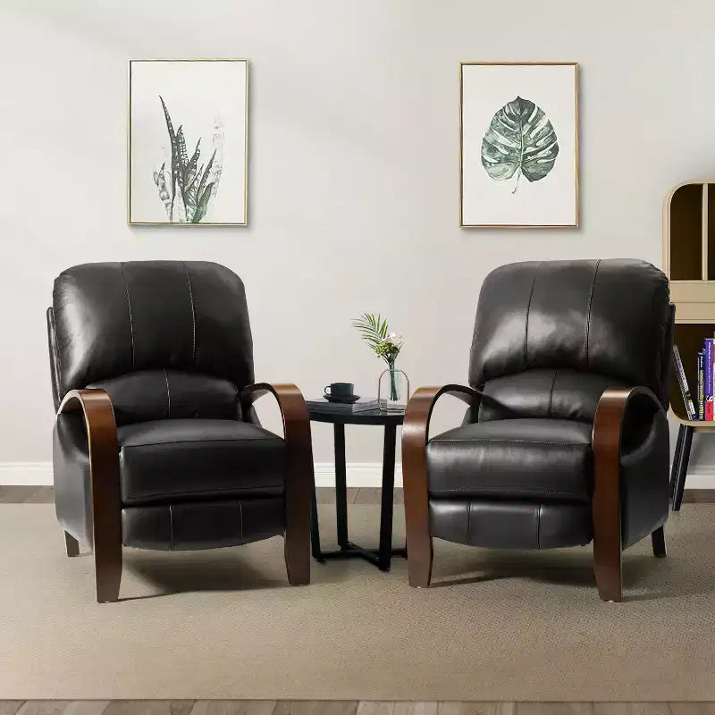 Lot de 2 fauteuils relax manuels en cuir véritable, inclinaison 159°