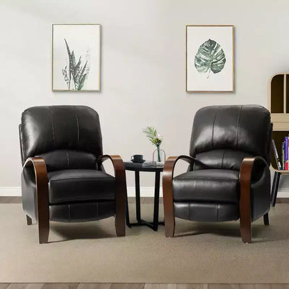 Lot de 2 fauteuils relax manuels en cuir véritable, inclinaison 159°