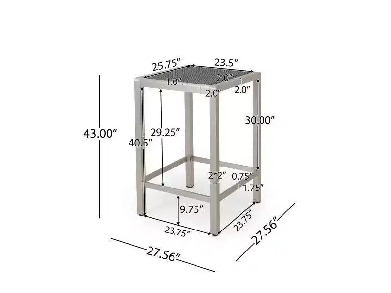 Set bar da esterno Cape Coral 5 pezzi in vimini/metallo resistente alle intemperie con 4 sgabelli - Grigio - Christopher Knight Home