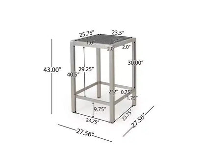 Set bar da esterno Cape Coral 5 pezzi in vimini/metallo resistente alle intemperie con 4 sgabelli - Grigio - Christopher Knight Home