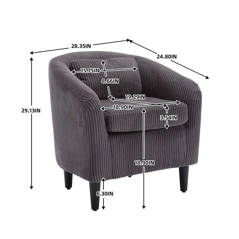 Fauteuil style moderne Fauteuil crapaud avec coussin et oreiller, canapé simple