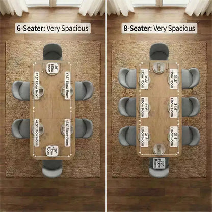 Ensemble de salle à manger 7 pièces, table à tréteaux extensible de 198-244 cm avec chaises rembourrées et pieds en bois massif - Panipeachy