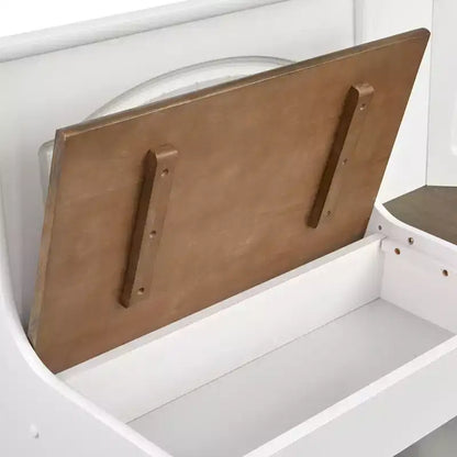 Buylateral Lot de 3 ensemble de salle à manger d'angle pour petit-déjeuner en bois massif Washington Farmhouse blanc/noyer foncé : en forme de L, pin massif, banc de rangement