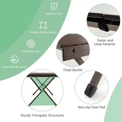 Tavolo da campeggio portatile in alluminio Costway per 4-6 persone, leggero, pieghevole, grigio/marrone