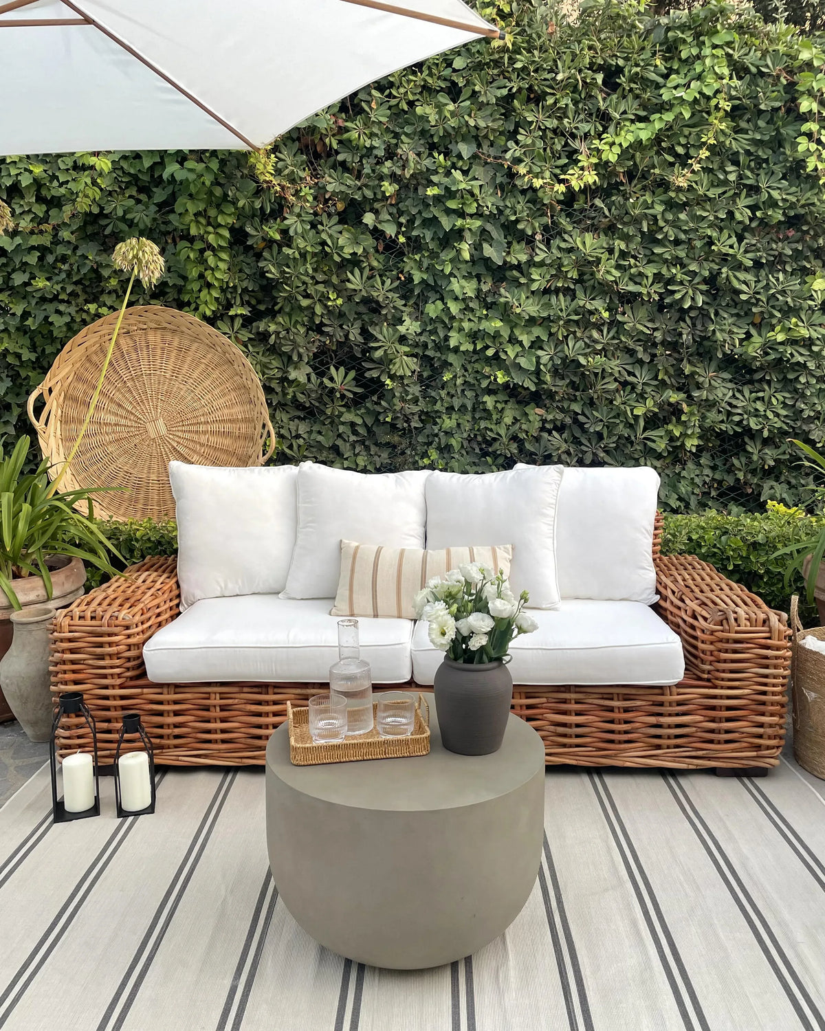 3-seater garden sofa Natural Rattan