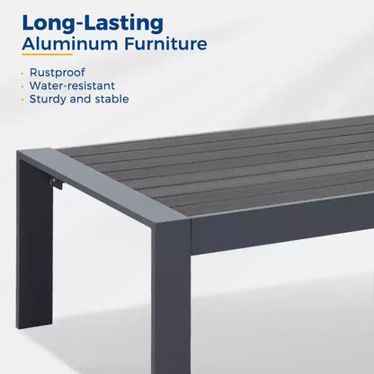 Set di mobili da patio da esterno in alluminio Heynemo con poggiapiedi, divano componibile in metallo da esterno con cuscino da 5 pollici e tavolino da caffè per balcone, giardino