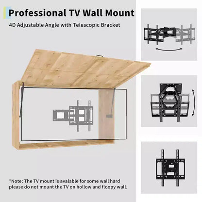 Custodia per TV da esterni da 55 pollici, copertura per TV resistente alle intemperie in legno massello con supporto regolabile 4D e sportello pieghevole (adatta a TV da 44-55 pollici)