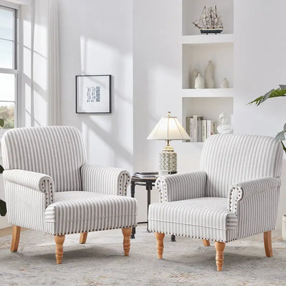 Fauteuil d'appoint rembourré en lin avec pieds pour salon