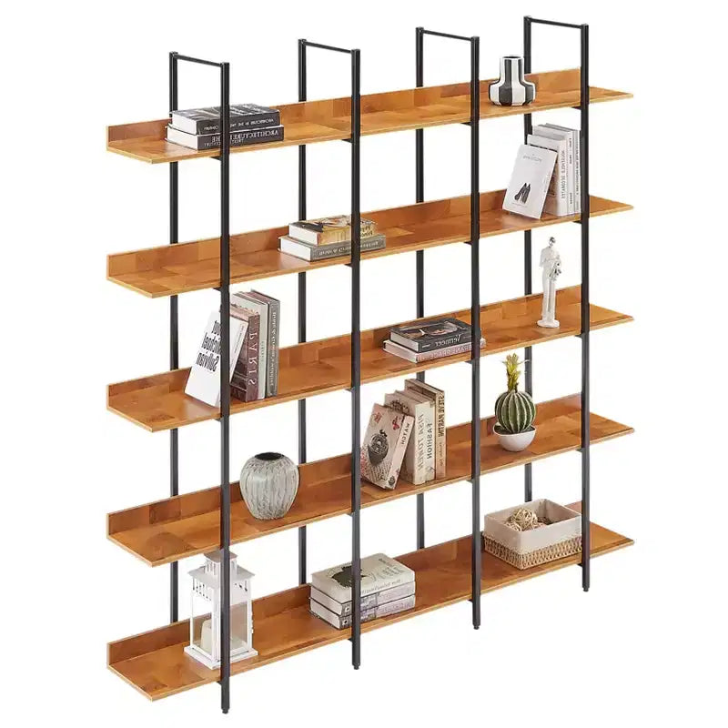 Étagère de style industriel vintage Whisen avec cadre en métal et panneau MDF, bibliothèque ouverte pour le bureau à domicile