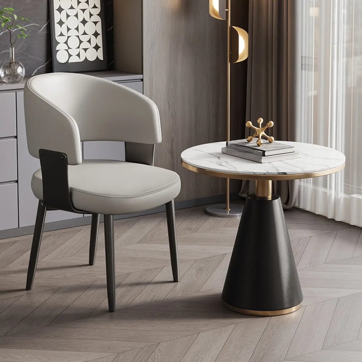 Sedia da pranzo moderna glamour rivestita in pelle