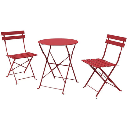 Ensemble bistrot pliant en métal 3 pièces, salon de conversation intérieur/extérieur résistant aux intempéries pour patio, cour, jardin
