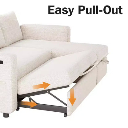 Dyonery Divano Letto Angolare 81, Divano Estraibile a L con Chaise Longue Reversibile con Contenitore, USB, Schienale Reclinabile