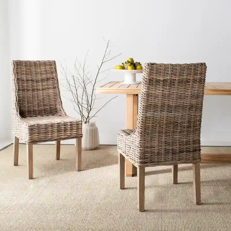 SAFAVIEH Charolette Chaises d'intérieur en osier marron à accoudoirs inclinés (lot de 2) - 20 x 24 x 39 - 20Lx24Px39H