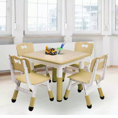 Set Tavolo e Sedie per Bambini, Scrivania Regolabile in Altezza per età 2-10 anni, Tavolo per Arte e Artigianato, Gambe Antiscivolo, per Aule Asili Nido