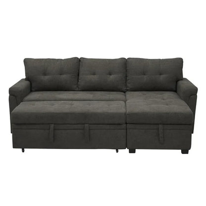 Divano componibile convertibile reversibile con letto estraibile, chaise longue con contenitore nascosto e gambe durevoli