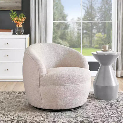 Fauteuil baril pivotant Roundhill Furniture Galleria 360 en similicuir sherpa