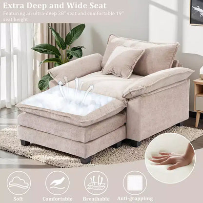 Poltrona a sacco oversize in ciniglia EHMKNP con pouf