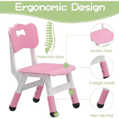 Table et 6 Chaises pour Enfants - Table d'Activités et de Repas à Hauteur Réglable pour Tout-Petits de 3 à 10 Ans, 136 kg