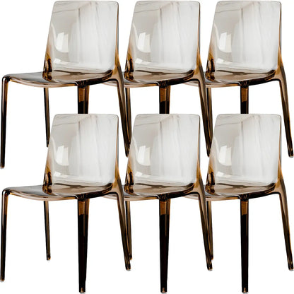 Chaise de salle à manger sans accoudoirs à dossier bas en acrylique ambre
